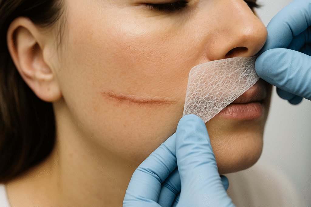 Application of a nanofiber dressing on a facial scar