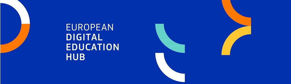 European Digital Education Hub logo with abstract graphic elements